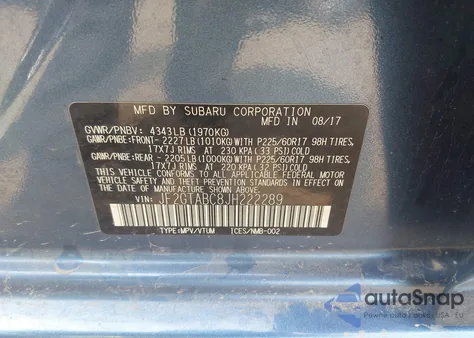 2018 Subaru Crosstrek 2.0I Premium из США, поврежденный, VIN JF2GTABC8JH222289